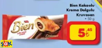 BİEN KAKAOLU KREMA DOLGULU KRUVASAN 50GR